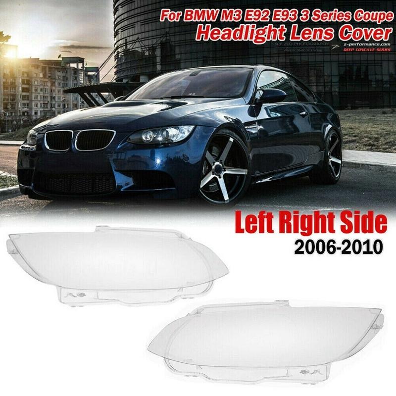 1Pair Headlight Head Light Lamp Lens Cover For BMW E92 E93 Coupe M3 328I 335I Cabrio 2006-2010
