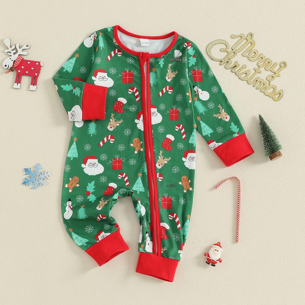Autumn Baby Romper: Christmas Zipper Long-Sleeve Suit for Crawling & Outings