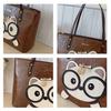 Women'S Large Capacity Red Tote Bag With Cute Panda Face Heart Cutouts Casual Outing Bridal Party Accessory Playful Design Fashion Handbag Lovers