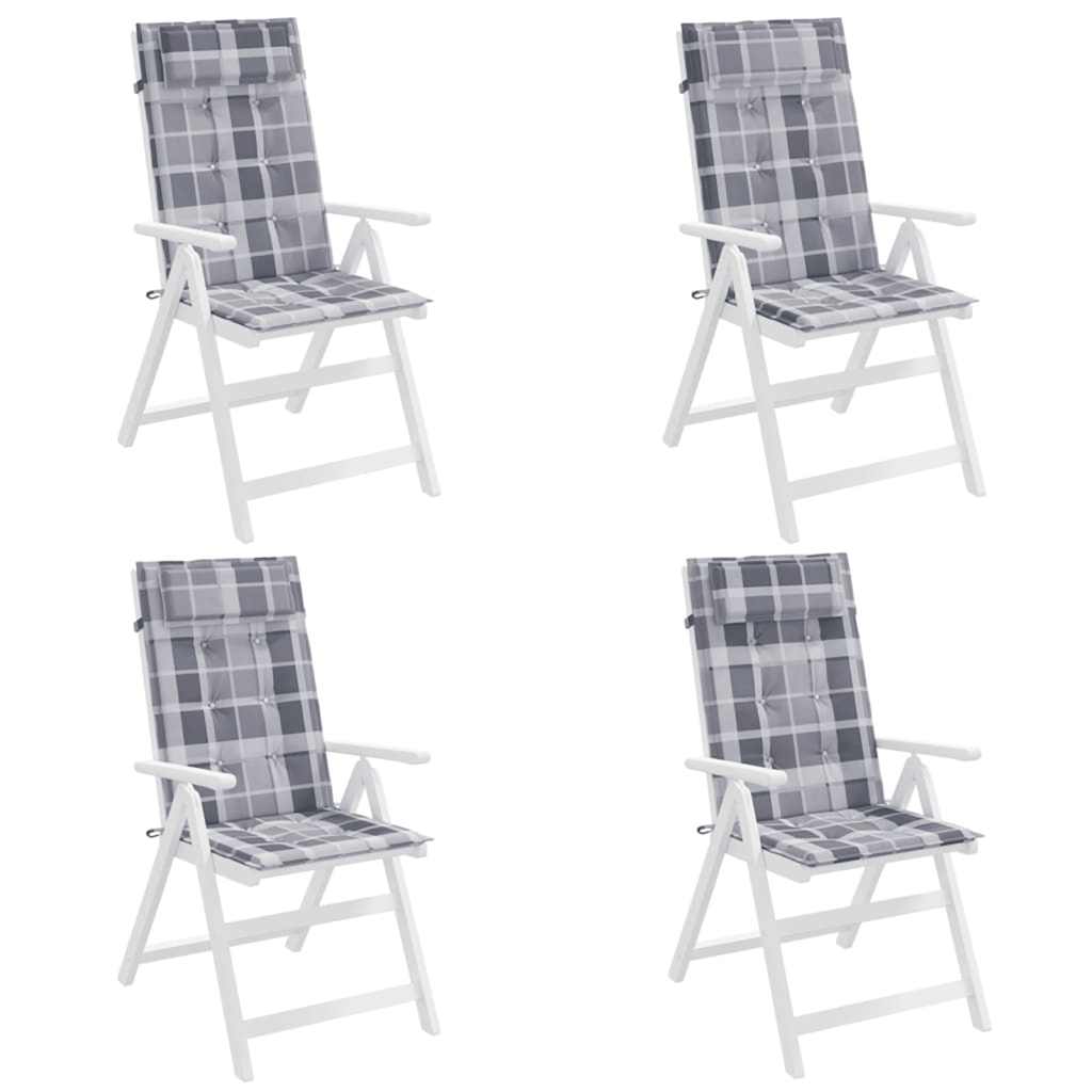 Hochlehner Seat Cushions 4 pcs Grey Checkered Pattern Oxford Fabric