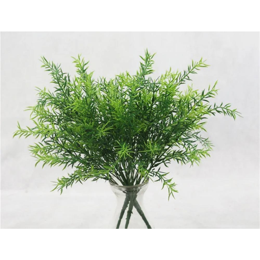 YO CHO Artificial Plants Plastic Twigs Green Grass Fake Plants Twigs Leaves Grass Flower Arrangement Wedding Party Home Decor