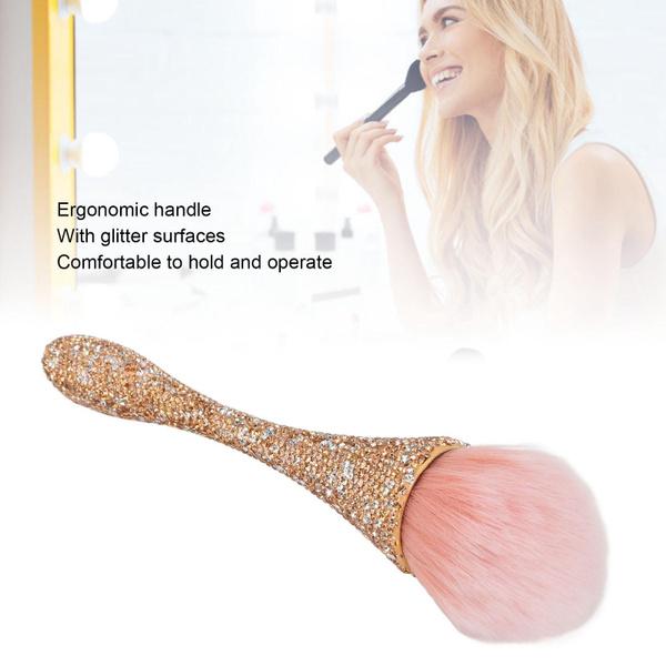 Nail Dusting Cleansing Brush Soft Nylon Hair Comfortable Grip Prevent Deformation Loose Powder Brush