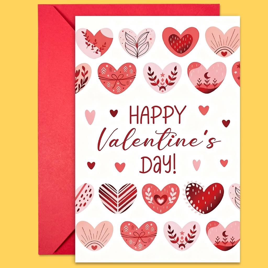 Valentine'S Day Love Greeting Card Envelope Set Pink Heart Pattern Decoration Romantic Holiday Blessings Gift Card Starting From 10 Sets