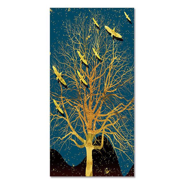 Abstract Decorative Paintings Gold Leaf Wall Art Canvas Interior Painting Modern Poster and Print for Living Room Home Decor