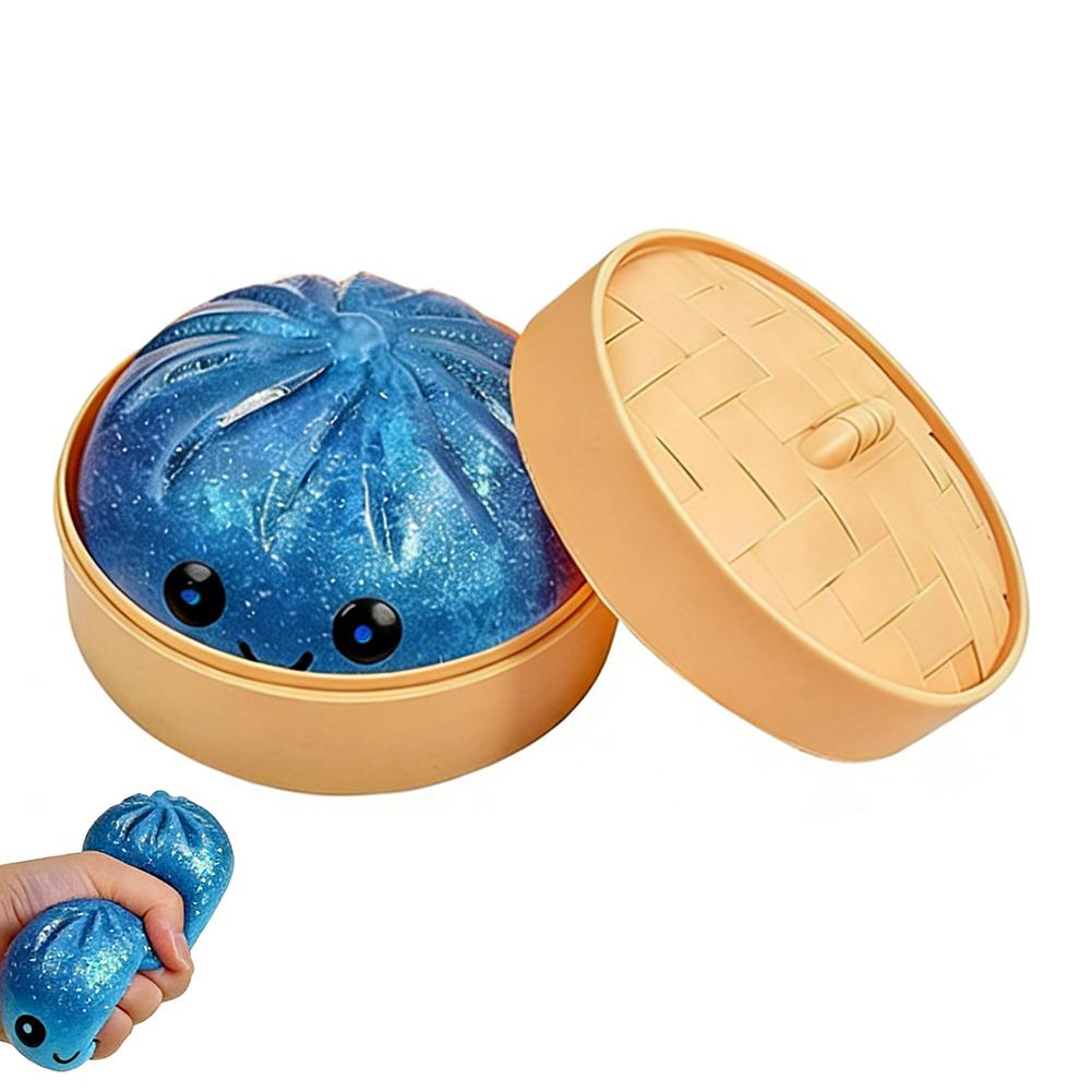 Toys Colorful Dumpling Squishes Stress Balls Fidget Sensory Simulation Food Squishies Bun with Steamer Squeeze Dough Ball Gift Presents