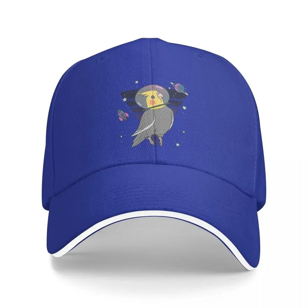 Space Bird Astronaut Animal Parrots Cockatiel Doodle Unisex Baseball Caps Peaked Cap Sun Shade Adjustable Windproof Hat
