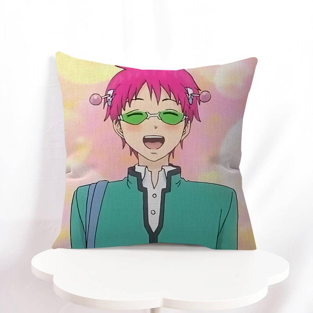 

K-Kusuo Saiki Pillow Covers Cartoon Sofa Decorative Home Double-sided Printing Short Plush Cute Cushion Cover 16x16Inch