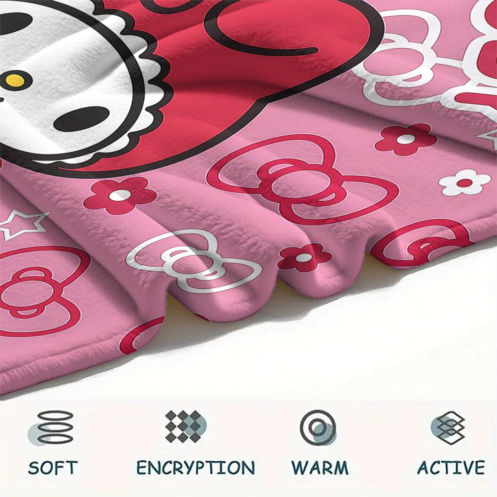 1PC Sanrio Cute Print Flannel Blanket, High quality All Seasons, Home Decor, Warmth and Comfort, Perfect for Christmas Gifts
