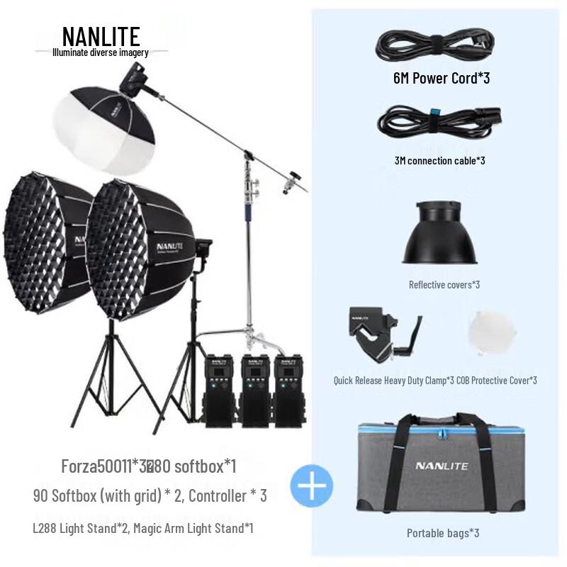 Nanlite Forza 500 II LED Monolight Three-Light Kit