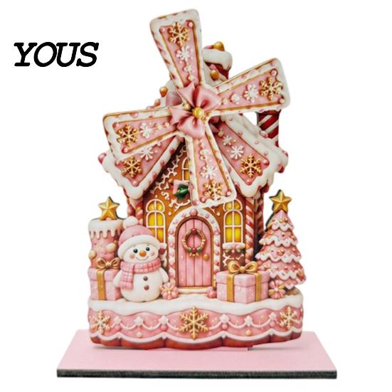 Handmade Christmas Atmosphere Props Windmill Wooden Ornament, Decorative Craft with Rotating Indoor Winter Holiday Display Blades, Figurine