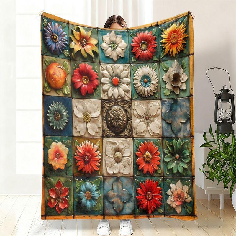VIKAMA Sonnenblumen Flanell Decke für Schlafzimmer Wohnheim Nickerchen Decke Sofa Überwurf Decke Klimaanlagen Decke Heimdeko