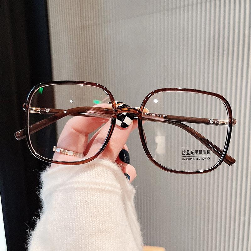

Korean Stylish Female Eye Glasses Big Size Square Shaped Shape Eye Glasses Frames for For Men Blue Light Blocking Decorative Glasses