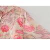 Autumn Pink Floral Shirt Linen Small Shirt French Literary Printing Shirt All-match Women