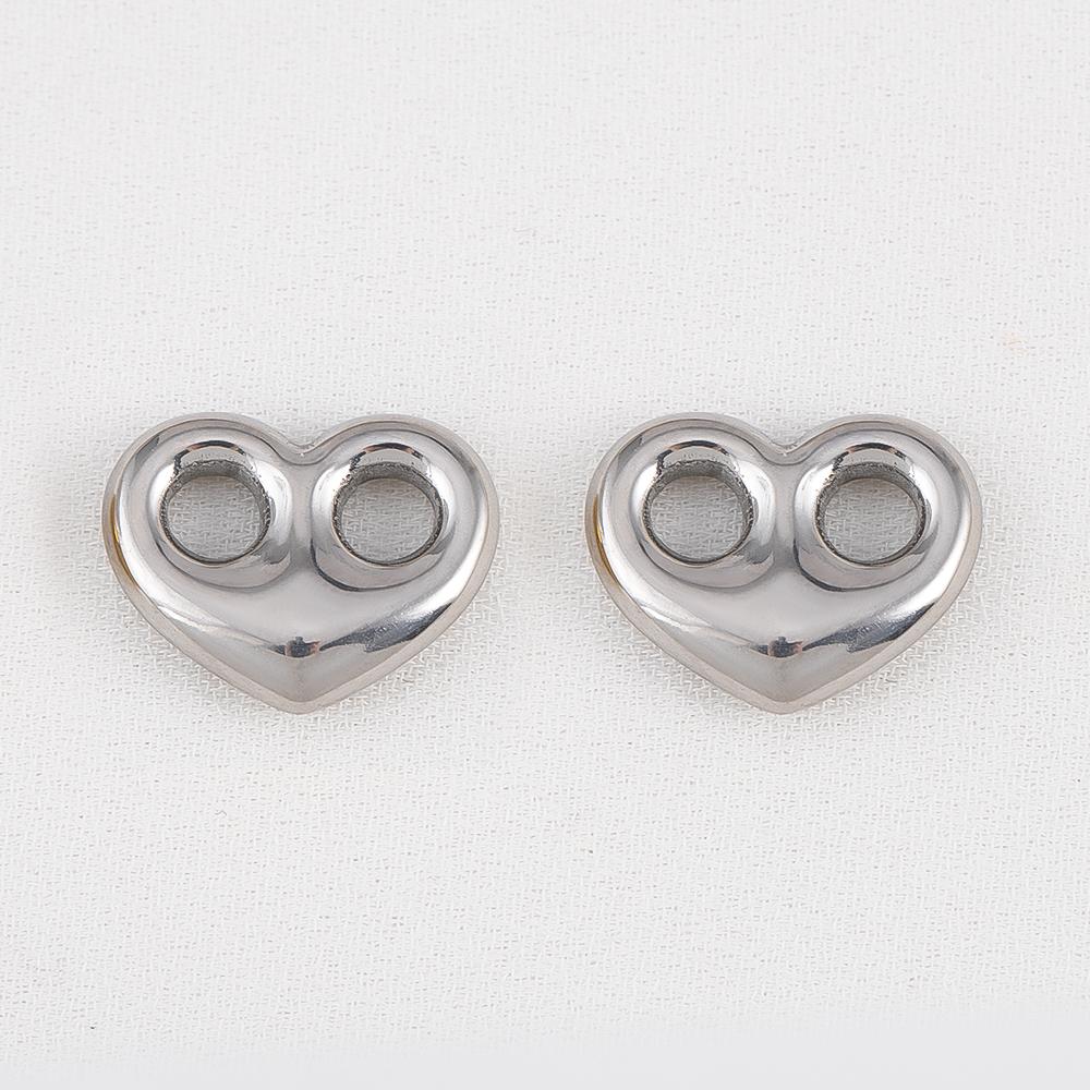 5pcs Stainless Steel Double Hole Love Heart Charms Gold Plated Hearts Pendant for DIY Jewelry Findings Necklace Earring Supplies