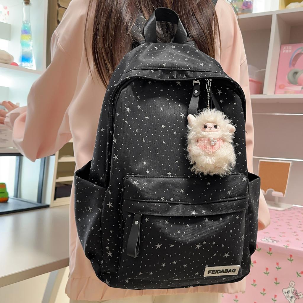 Schoolbag Star Schoolbag Female High Value Ins Girl Casual Versatile Travel Lightweight Backpack Junior High School Student Backpack