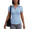 Women's Short Sleeve Button Down Shirt Slim Fit Collared Blouse Lightweight Breathable Summer Top for Casual Workwear