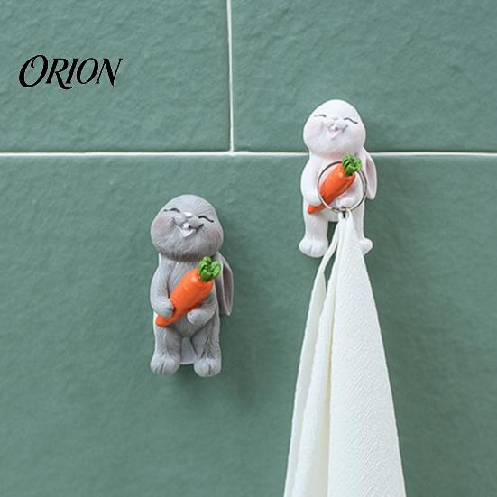 Nail Free Key Holders Easter Rabbit Cartoon Sticky Hook, Resin Adhesive Wall Hanger, Small Item Organizers Bunny Decorative Storage Hook for