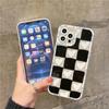 Weiche Schachbrett-Hülle für iPhone 14 13 12 11 Pro Max XS XR SE 8 7 Plus Love Heart Couple Cover