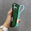 Custodia con Cinturino da Polso a Doppia Colore Magsafe per iPhone 16 15 14 13 Pro Max Plus 12 11 Cover Corazzata Rigida Magnetica con Laccetto
