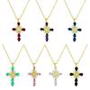 Crucifix Pendant Necklace Unique Cross Maria Charm Clavicle Chain Adjustable Choker Ethnic Style Jewelry Accessory
