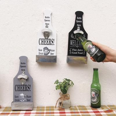Clean Products Wooden Hanging Bottle Opener Vintage Cap Remover Restaurant Wall Plaque Decor