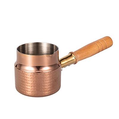 IMEEA Milk Pan, Saucepan, 18-10 Stainless Steel, Induction Compatible, 400ml, with Spout, Antique Gold