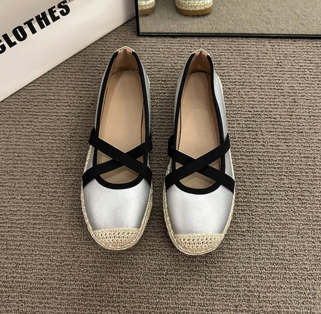 

Мода 2024 осень вязаные туфли рыбака женские слипоны плоские мокасины для отдыха на природе обувь для вождения женские эспадрильи Footwesr 40 серебряный