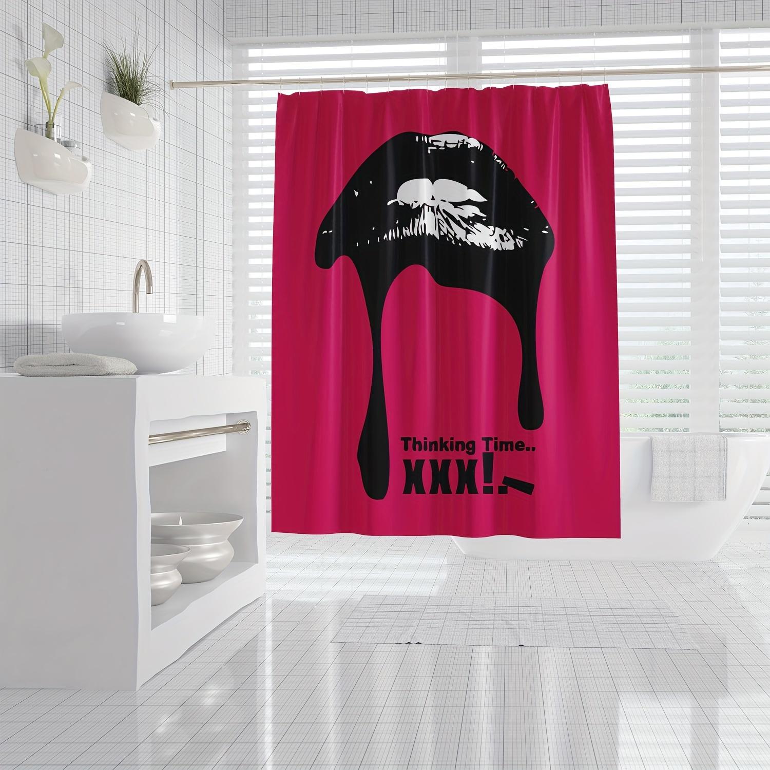 

1Pc Artistic Black Lips Print Shower Curtain, Digital Printed Shower Curtain, Waterproof Bathroom Decor, Bathroom Decor W60H190(CM)-1 Pcs