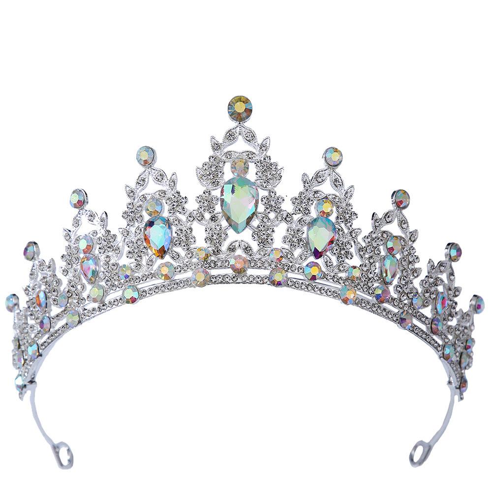 DIEZI Luxury Elegant AB Crystal Crown Hair Accessories Tiara For Women Party Red Purple Rhinestone Bridal Crown New Hair Zircon
