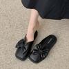 Fashion Temperament White Retro Bow Flat-bottomed Bag Head Slippers Women's Summer 2025 New Non-slip Mary Jane Half Drag