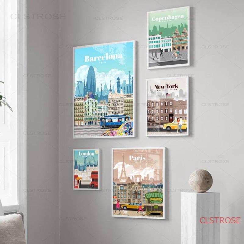 City Map Poster London New York Paris Spain Nordic Wall Art Canvas Painting Wall Pictures For Living Room Home Decoration No Frame