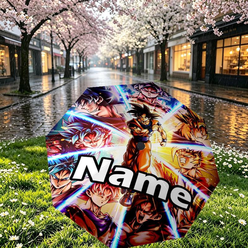 Parapluie Personnalisé Nom Personnalisé Imprimé DRAGON BALL, Ouverture/Fermeture Automatique, Structure Robuste à 8 Baleines, Utilisation Quotidienne, Camping, Randonnée, Cadeau d'Anniversaire