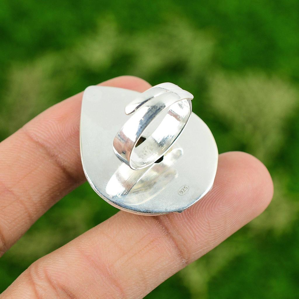 Gift For Her 925 Silver Natural Picture Jasper Stackable Adjustable Ring