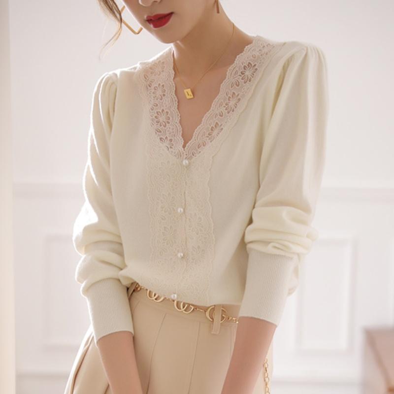 Women Sweaters Pullovers 2025 Autumn Winter Long Sleeve V-Neck Black White Knitted Sweater Women Tops Pullover JJ120