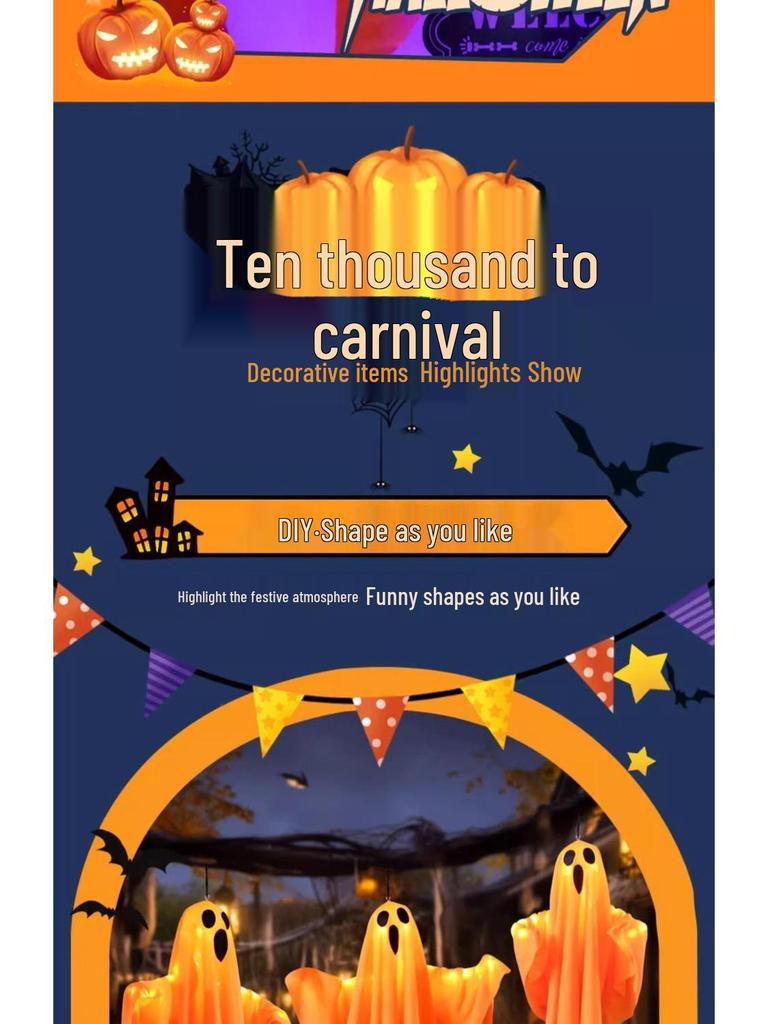 Glowing LED Ghost Pendant: Halloween Hanging Decoration with Colored Lights and Spooky Vibe.