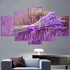 5 Panel Purple Lavender Flower Abstract Canvas Posters Wall Art Pictures Paintings Accessories Home Decor Living Room Decoration