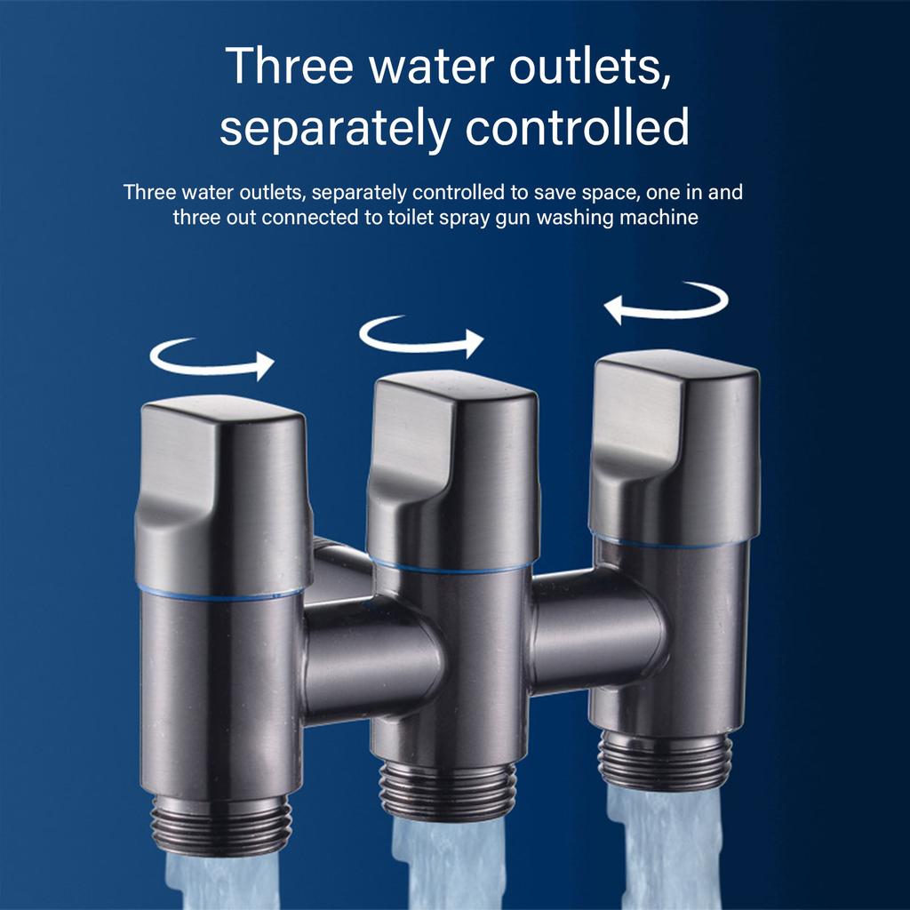 3 Way Water Diverter Valves Steel Quick Connect Splitter Versatile 3 Way Water Distributor for Kitchen Bathroom Garden