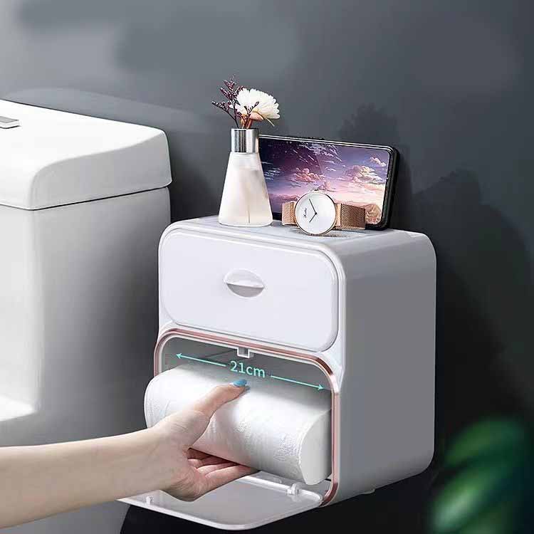 Toalettpappershållare Vattentät Tissue Storage Box Väggmonterad Toalettrulle Organizer Badrumstillbehörsset