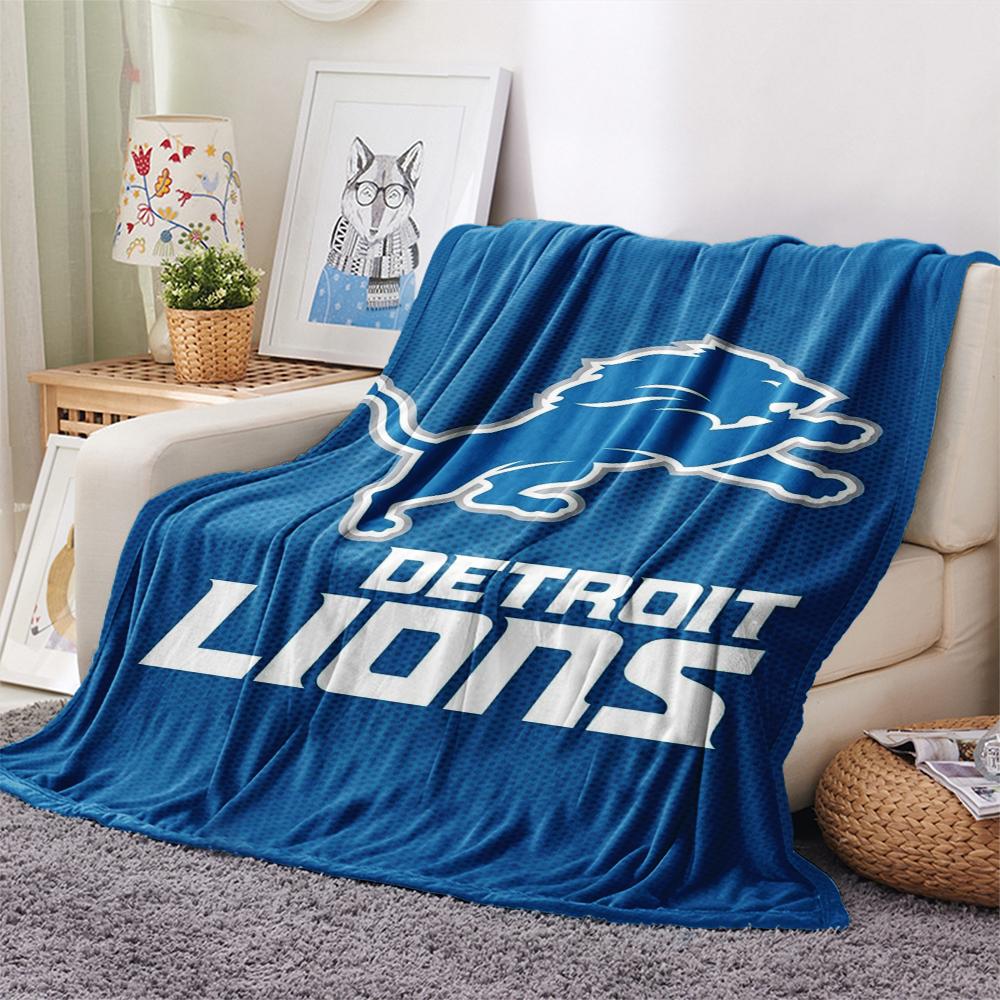 Coperta in Flanella Stampata Detroit Lions, Alta Qualità, Confortevole per Tutte le Stagioni, Arredamento per la Casa, Calore e Comfort, Perfetta per Regali di Natale