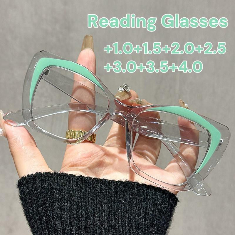 Ladies' Presbyopic Glasses Women Fashion Cat Eye Decorative Eyewear Men Oversize Anti Blue Light Far Sight Eyeglasses Diopter