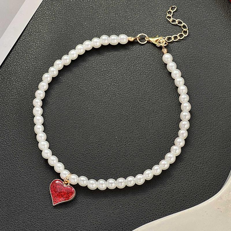 

Роскошный жемчужный ошейник для домашних животных, ошейник для кошек и собак, подвеска Love, товары для животных, ожерелье Love Heart для котят и кошек 30cm