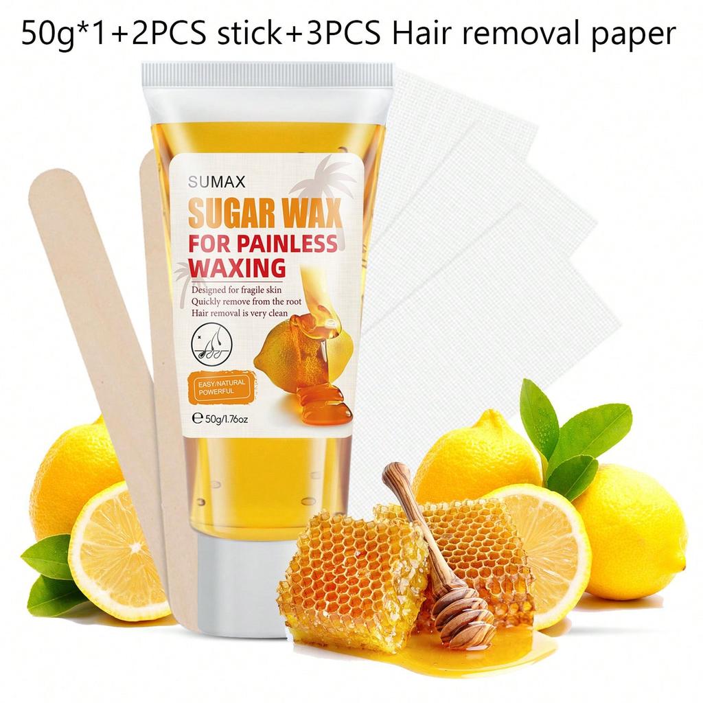 1PC Honey Lemon Hair Removal Wax, Gentle Hair Removal Cream, Smooth Skin, Long-Lasting Effect, Simpl