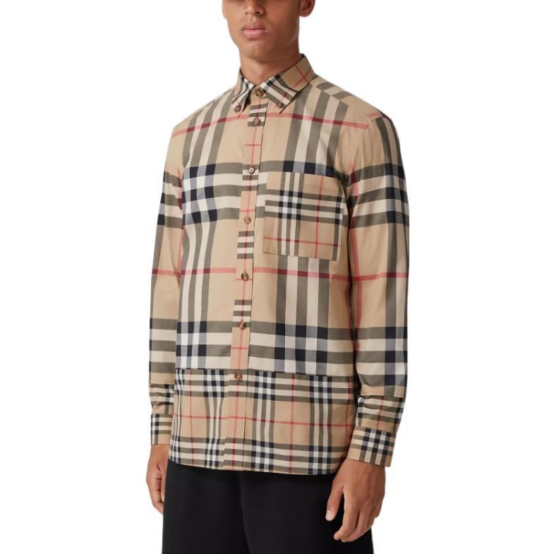 Burberry Contrast Check Cotton Shirt Archive Beige 80608001