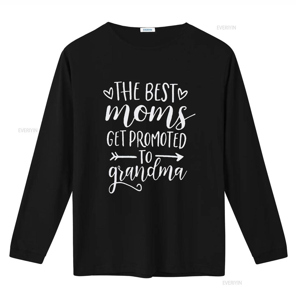 The Best Moms Get Promoted To Grandma T Shirt Women Grandmother GifT with Funny Saying Casual Top Vintage Washed Versatile