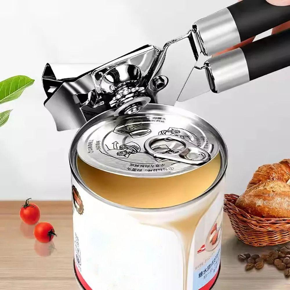 1Pcs Stainless Steel Manual Can Opener Professional Multifunctional Jar Opener with Beer Grip Opener Side Cut Tin Bottle Opener