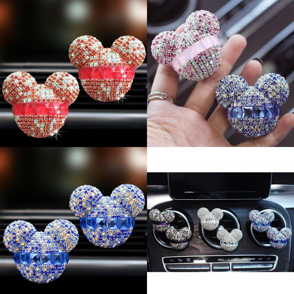 Sparkling Red Car Air Vent Perfume Crystal Design Flower Scent Long-lasting
