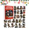 Funny Holiday Gifts for Friends Raccoon Advent Calendar, 24 Days 2D Acrylic Ornament Countdown Humorous Christmas Hanging Decor Collectible