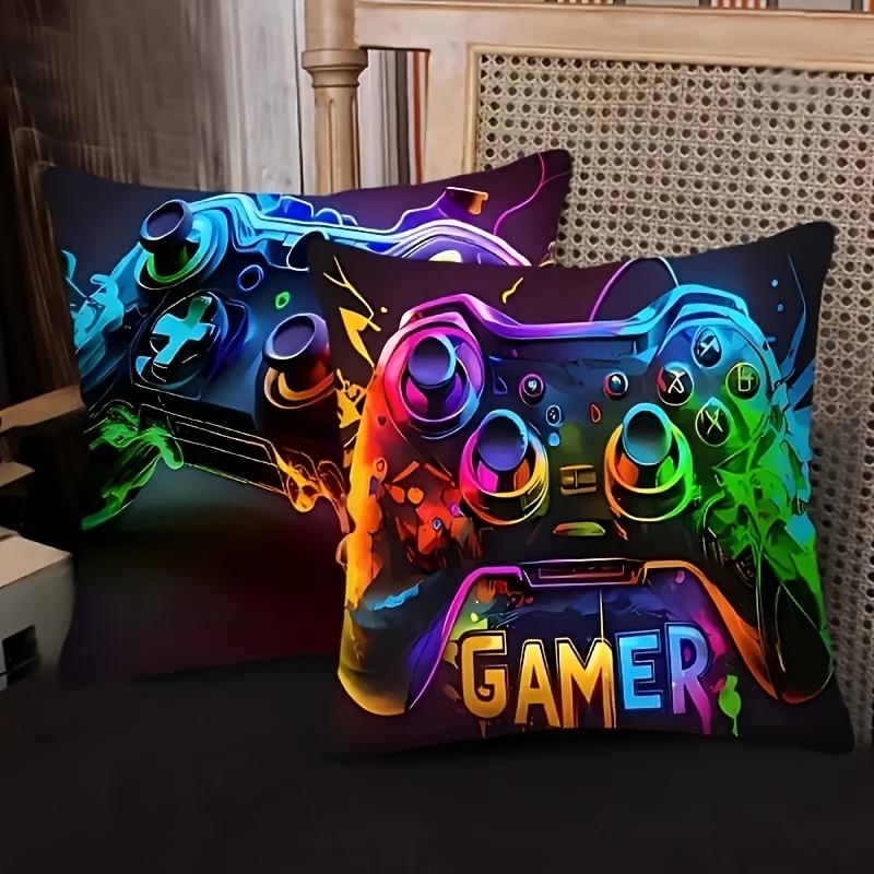Colorful Game Headset Pattern Digital Printing Pillow Cover Short Plush Suitable Living Rooms Bedrooms Sofas Throw Cushion Cover