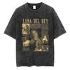 S Maglietta Lavata di Lana Del Rey Harajuku Uomo Donna Retro Manica Corta T-shirt alla Moda Cotone Oversize Streetwear