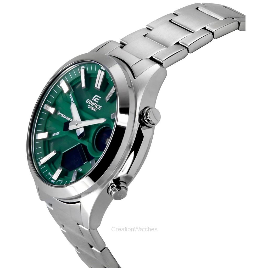 Casio Edifice Analog Digital Stainless Steel Green Dial Quartz EFV-C120D-3A 100M Men's Watch
